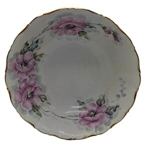 Vintage Seltmann Weiden Serving Bowl Green Pink Floral Hand Painted Nine in SEE